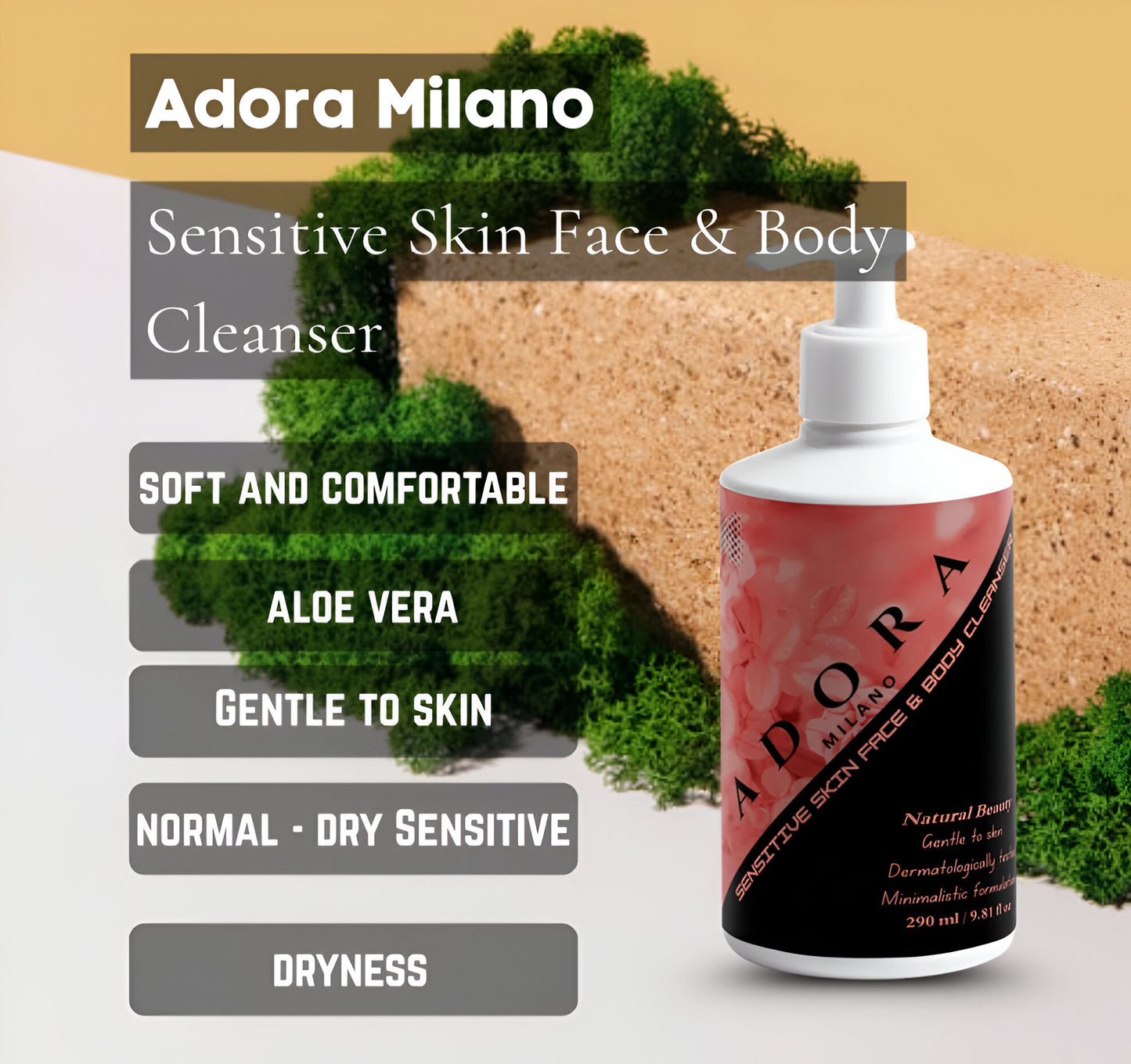 Adora Milano Sensitive Skin Face & Body Cleanser