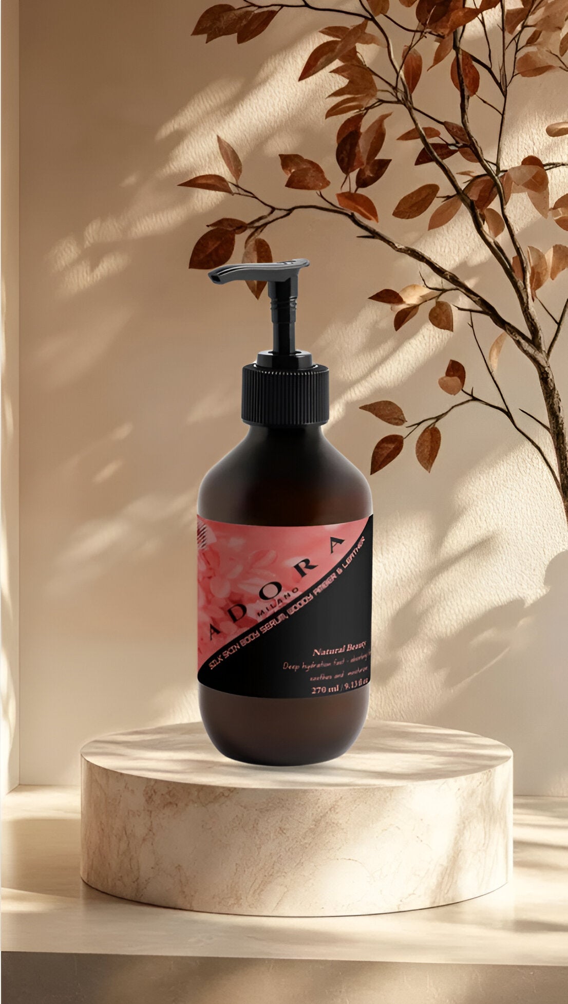 Adora Milano Silk Skin Body Serum, Woody Amber & Leather Deep Hydration & Radiance
