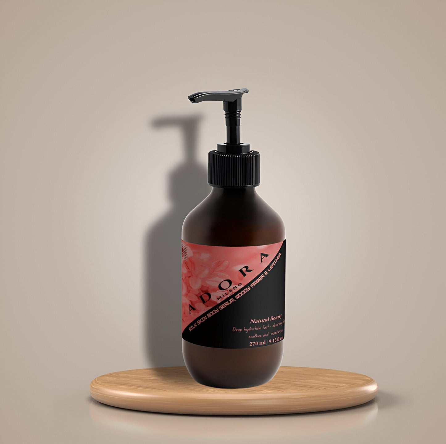 Adora Milano Silk Skin Body Serum, Woody Amber & Leather Deep Hydration & Radiance